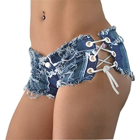 Yollmart Women Sexy Cut Off Low Waist Denim Jeans Shorts Mini Hot Pants Blue L Pricepulse