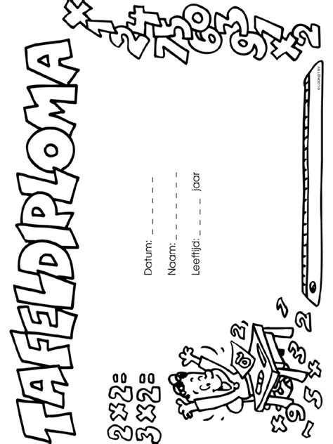Tafelsommen kleurplaat tafels oefenen kleurplaat. Tafels - Diploma - Knutselpagina.nl - knutselen, knutselen ...