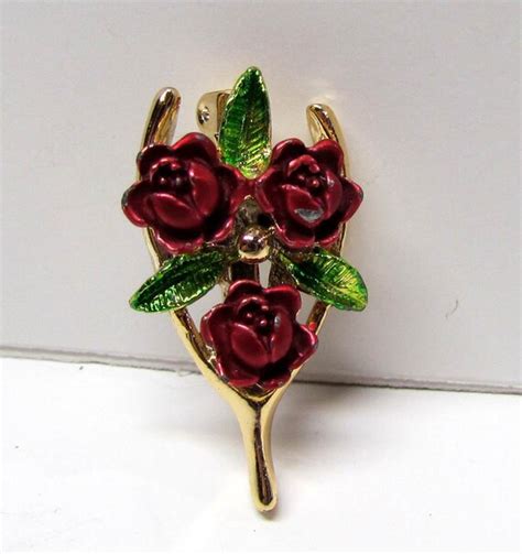 items similar to vintage roses brooch pin gold tone signed costume jewelry women s
