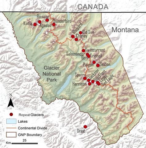 Map Of Glaciers Re Photographed By Usgs In Glacier National Park Us
