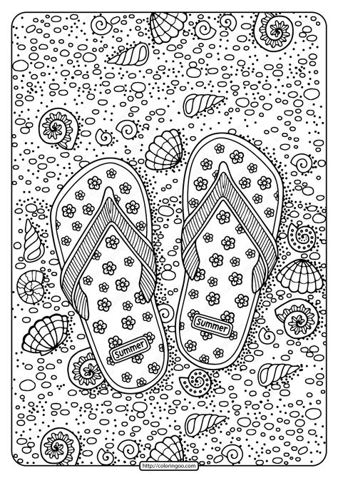 Printable Flip Flops Pdf Coloring Page