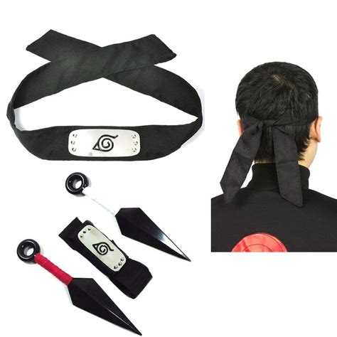 Cosplay Naruto Forehead Guard Headband Set，1 Pc Headband 2 Pc