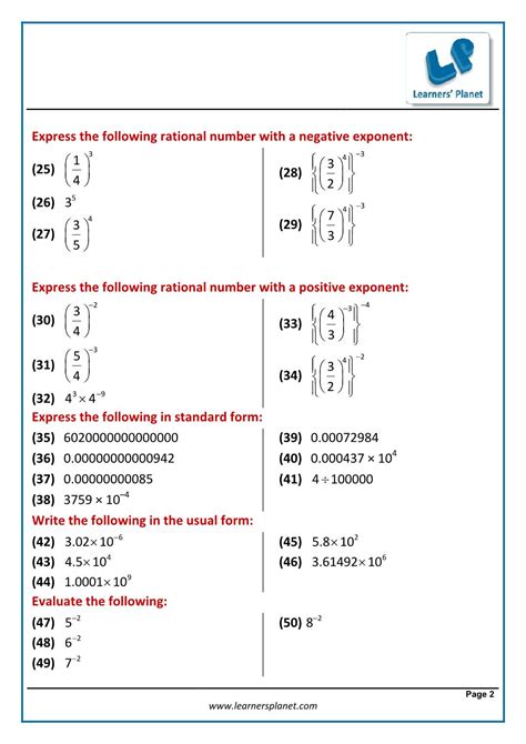 Power And Exponent Workbook 3