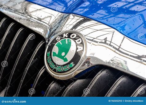 The New Skoda Octavia Logo On Car Hood With Water Drops Editorial Photo