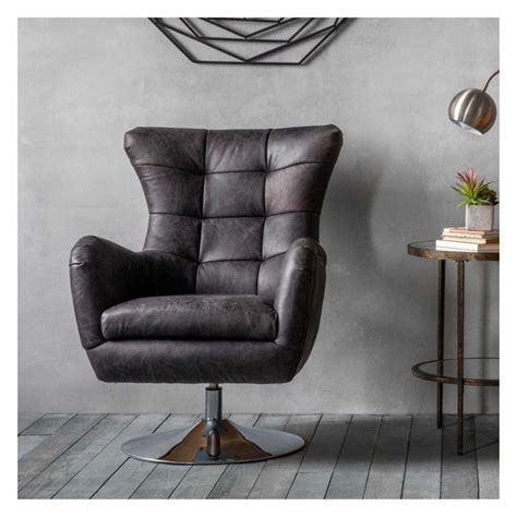 This swivel recliner chair has a swivel rocker structure. Contemporary Style Antique Ebony Leather Swivel Arm Chair Round Chrome Base Padded Seat 95x69x77cm