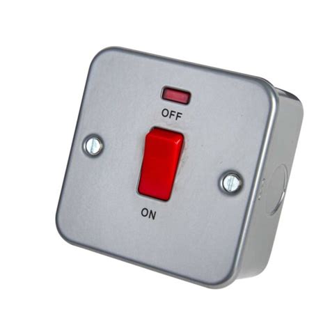 Metal Clad 45a Dp Red Rocker Switch With Neon On A Single Plate With