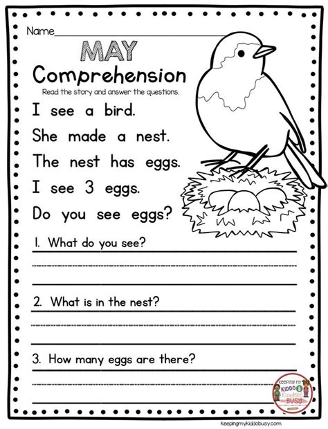 Spring Reading Comprehension Worksheets Pdf