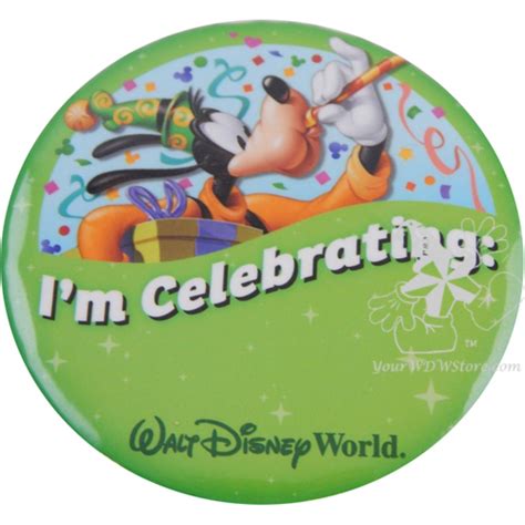 Disney Souvenir Button Im Celebrating Goofy