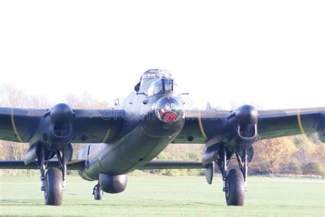 Ww2 British Heavy Bomber Avro Lancaster On An Airfield Raf Rcaf Raaf