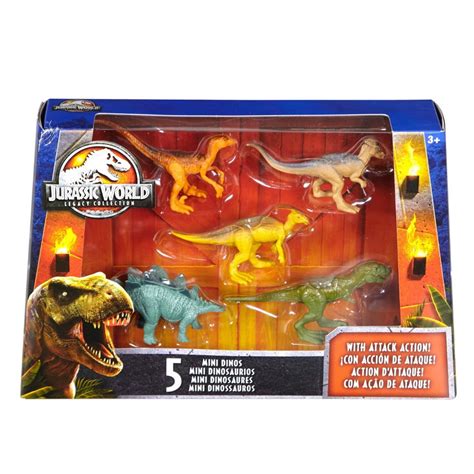 Set Of 3 Jurassic World Legacy Collection Mini Action Dinos 5 Pk Figures By Mattel
