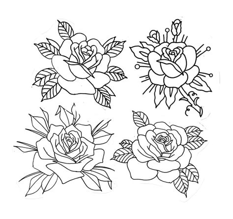 Traditional Rose Tattoo Flash Sketch Design Tattoo Sketches