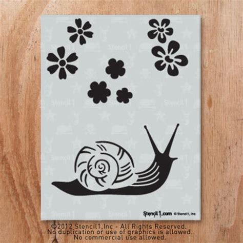 Snail And Flowers Stencil Reusable Craft DIY Stencils Etsy