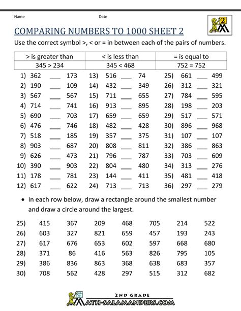 Comparing And Ordering Numbers Grade 3 Worksheets Pdf Iurd S