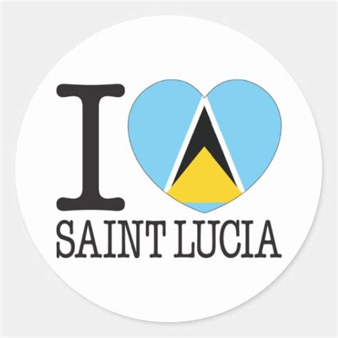 Saint Lucia Love V Classic Round Sticker Zazzle
