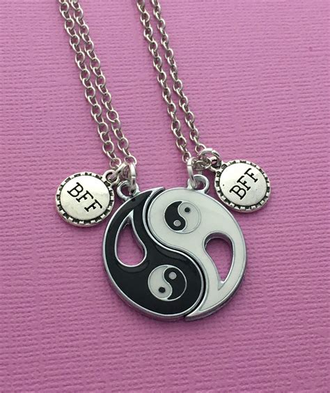 2 Friends Necklaces Ying Yang Necklace Set Bff Necklaces Etsy Uk