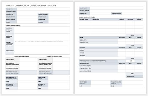 Free Construction Change Order Forms Smartsheet