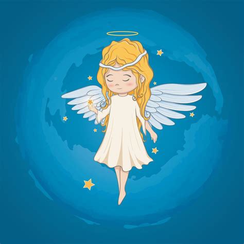 Lindo ángel Volando En El Cielo Con Estrellas Diseño Vectorial Diseño
