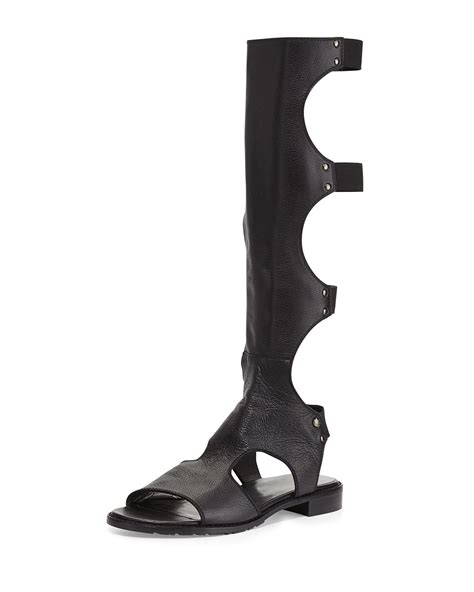 stuart weitzman backview leather gladiator sandal in black lyst