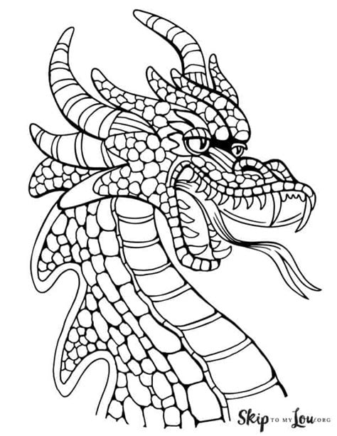 Chinese Dragon Head Coloring Page