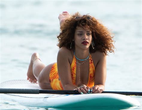 Rihanna In Swimsuit Paddleboarding In Barbados 08 05 2015 Hawtcelebs