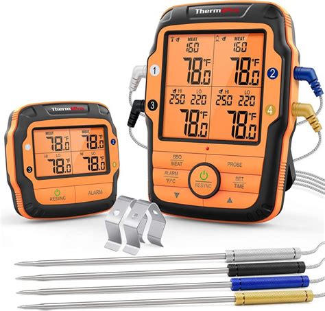 Thermopro Tp25 Bluetooth Meat Thermometer With 4 Color Coated Probes
