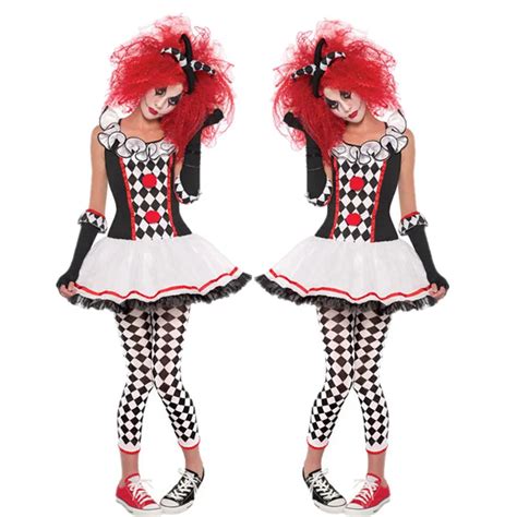 2019 new deluxe halloween adult women harlequin costume cosplay sexy circus clown fancy dress