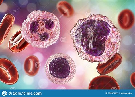 Monocyte Surrounded By Red Blood Cells Stock Illustration