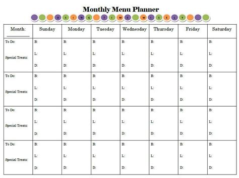 Freeprintablemonthlymenuplanner Menu Planners Monthly Meal