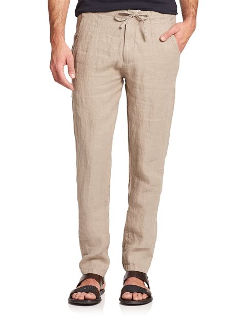 Armani Linen Drawstring Pants In Brown For Men Cappuccino Lyst