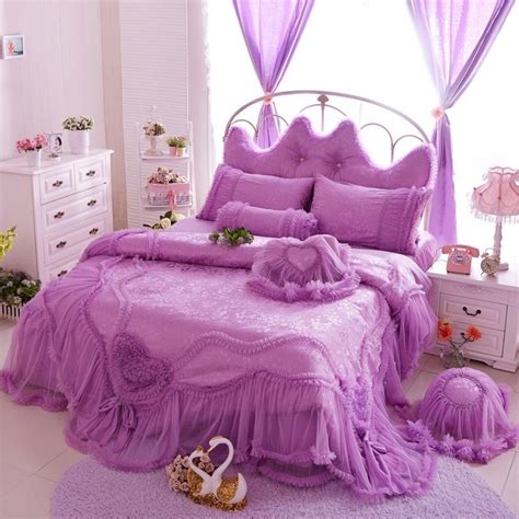 Girls bedding set full that are available on the site are woven fabrics and made from the finest quality cotton, polyester fiber, etc for maximum comfort and alibaba.com brings you an exquisite collection of stylish girls bedding set full accessible in different styles, designs, sizes, and colors depending on. Girls Frilly Purple Lace Design Vintage Victorian Style ...