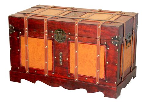 Large Antique Style Steamer Trunk Decorative Storage Box
