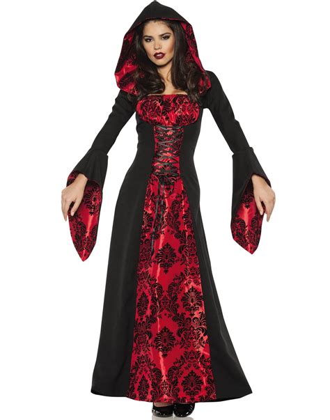 scarlet mistress womens gothic witch hooded robe halloween costume s