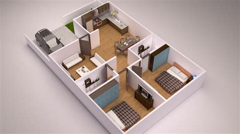 2 Bhk House Plan Drawing 3d Home And Aplliances