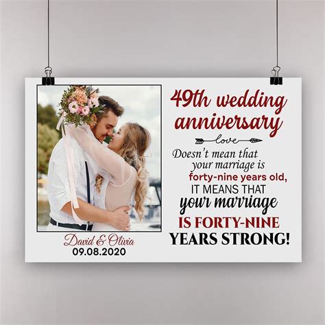 Personalized Photo 49th Wedding Anniversary Ts Poster For Couple