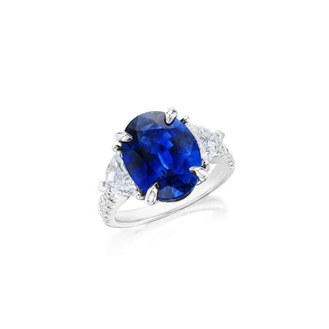 Oval Sapphire And Cadillac Cut Diamond Ring Ses Creations