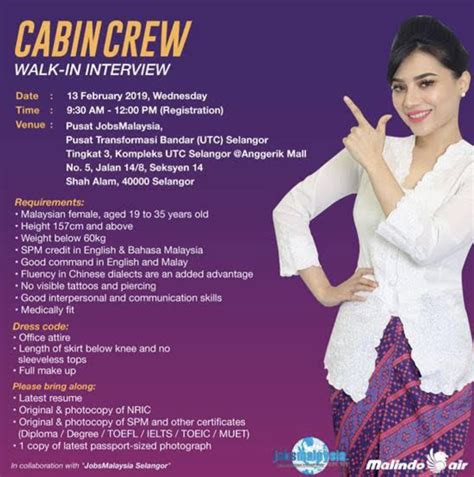 The airline operates from a hub at kuala lumpur international airport (kul), with a secondary hub at sultan abdul aziz shah airport (szb). Malindo Air Flight Stewardess Recruitment-Feb 2019 (KUL ...