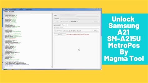 How To Unlock Samsung A21 Sm A215u Metropcs By Magma Tool Youtube