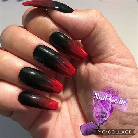 *HALLOWEEN Hand Painted Press On Nails Red and Black Gel ... A beautiful manicure begins with perfectly shaped nails.