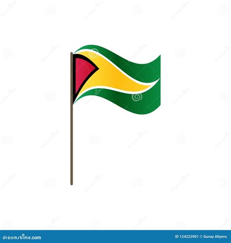 Guyana Flag On The Flagpole Official Colors And Proportion Correctly