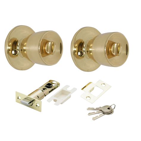 Polished Brass Effect Internal Round Lock Door Knob 1 Set