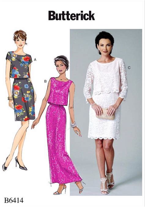 Sewing Pattern Womens Dress Pattern Lace Overlay Dress Pattern