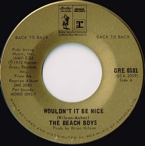 Wouldn't it be nice if we could wake up in the morning when the day is new and after having spent the day together hold each other close the whole night happy times together we've been spending i wish that every kiss was neverending wouldn't it be nice. The Beach Boys - Wouldn't It Be Nice / Sloop John B (1976 ...
