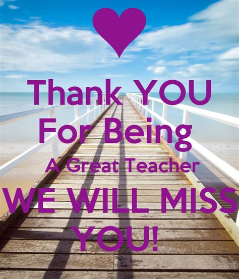 Thank You For Being A Great Teacher We Will Miss You Poster Maryam
