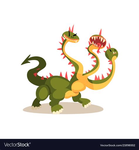 Three Headed Dragon Ancient Mythical Creature Vector Image