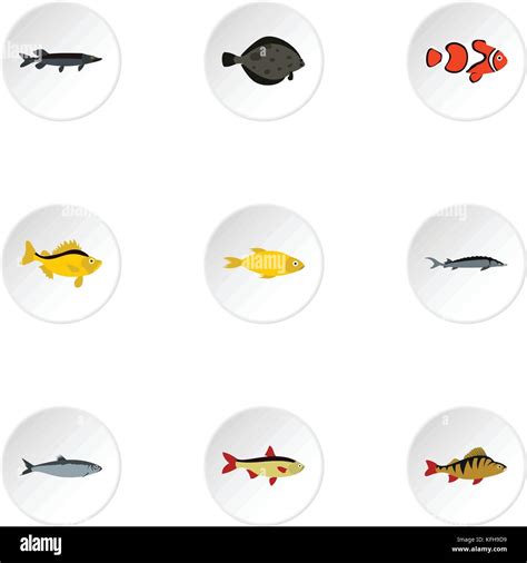 Fish Icons Set Flat Style Stock Vector Image And Art Alamy