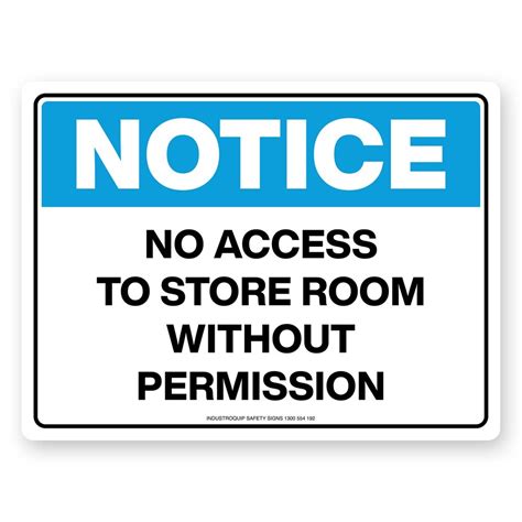 Notice Sign No Access To Store Room Without Permission Industroquip