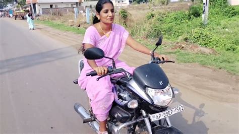 girl riding bike on saree going to my grandmother s village for dasara festival 🥰 youtube