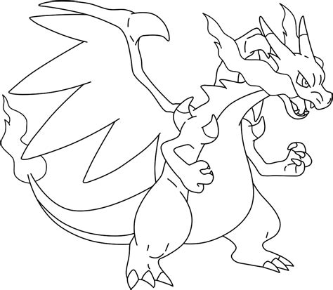 Download Mega Charizard Drawing - Mega Charizard X Coloring - Full Size