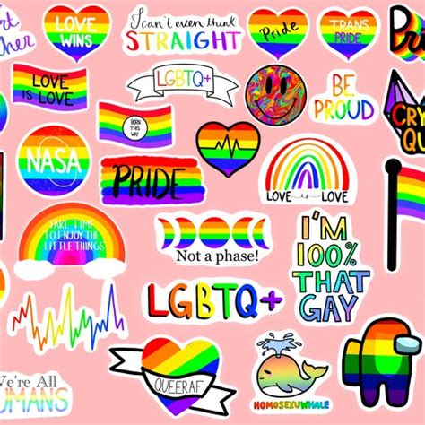 Pride Rainbow Flag Sticker Set Lgbtq Pride Equality Bujo Etsy