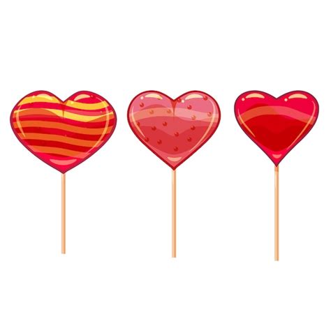 Premium Vector Set Of Colorful Heart Shaped Lollipops Good For